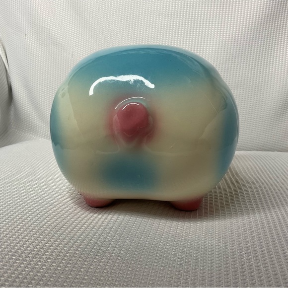 Vintage 1957 Hull Pottery Corky Pig Blue Pink
Ceramic Piggy Bank Cork Nose Plug - Picture 8 of 9